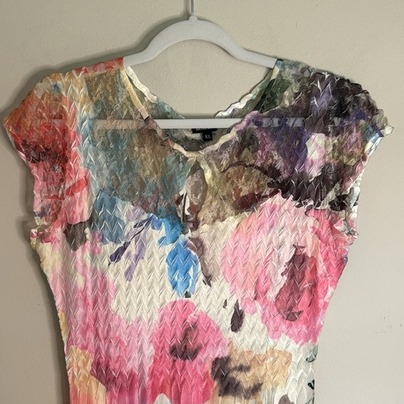 Komarov Floral Cap Sleeve Midi Dress Size XL - Picture 3 of 7